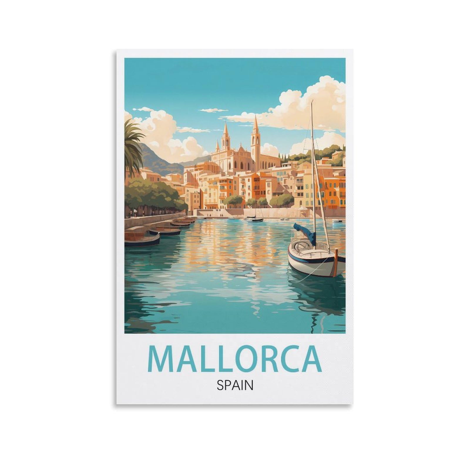 Lnuyitr Unframe-Style Mallorca Spain Vintage Travel Poster 24X36inch(60X90cm) Canvas Art Posters And Wall Art Picture Prints Modern Home Bedroom Decor Posters