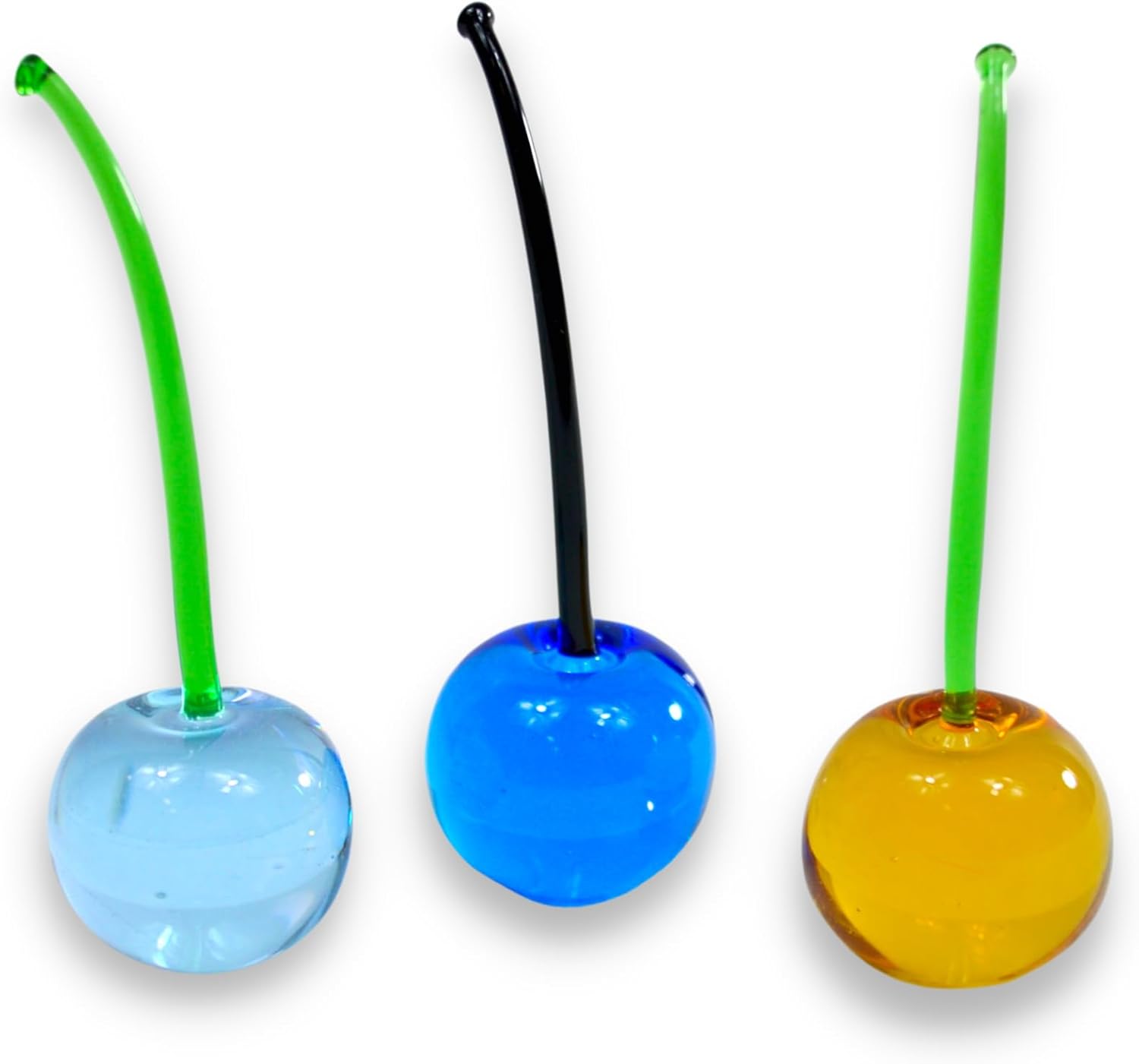 Murano Glass Handmade Cherries - SET OF 3 | Colorful Collectible Glass Fruit Decor | Expertly Crafted on the Island of Murano | Perfect for Home Decor and Gifts