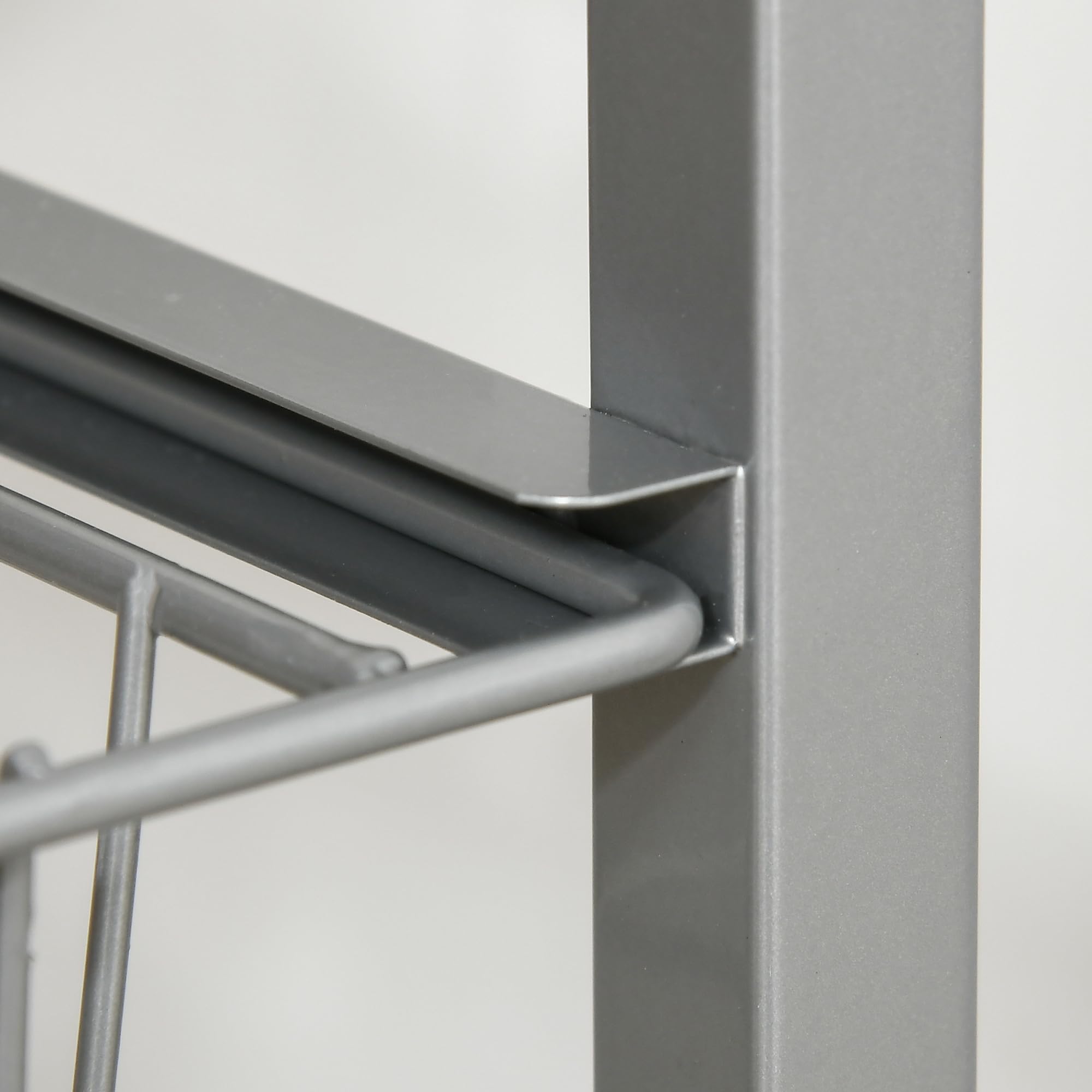 HOMCOM Carrello da Cucina Salvaspazio, Carrello in Acciaio e Legno, Cucina e Sala da Pranzo, con Ruote, 4 Cesti, Fino a 20 Kg, 36.5 × 36.5 × 89cm