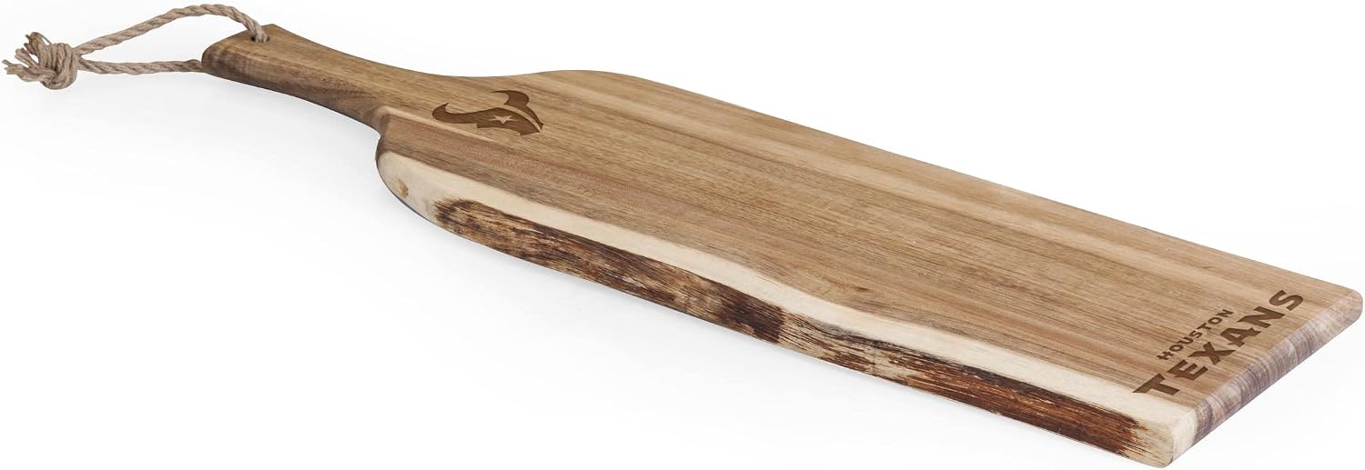 PICNIC TIME NFL Artisan 24" Acacia Charcuterie Board with Raw Wood Edge, Cheese Board, Serving Platter