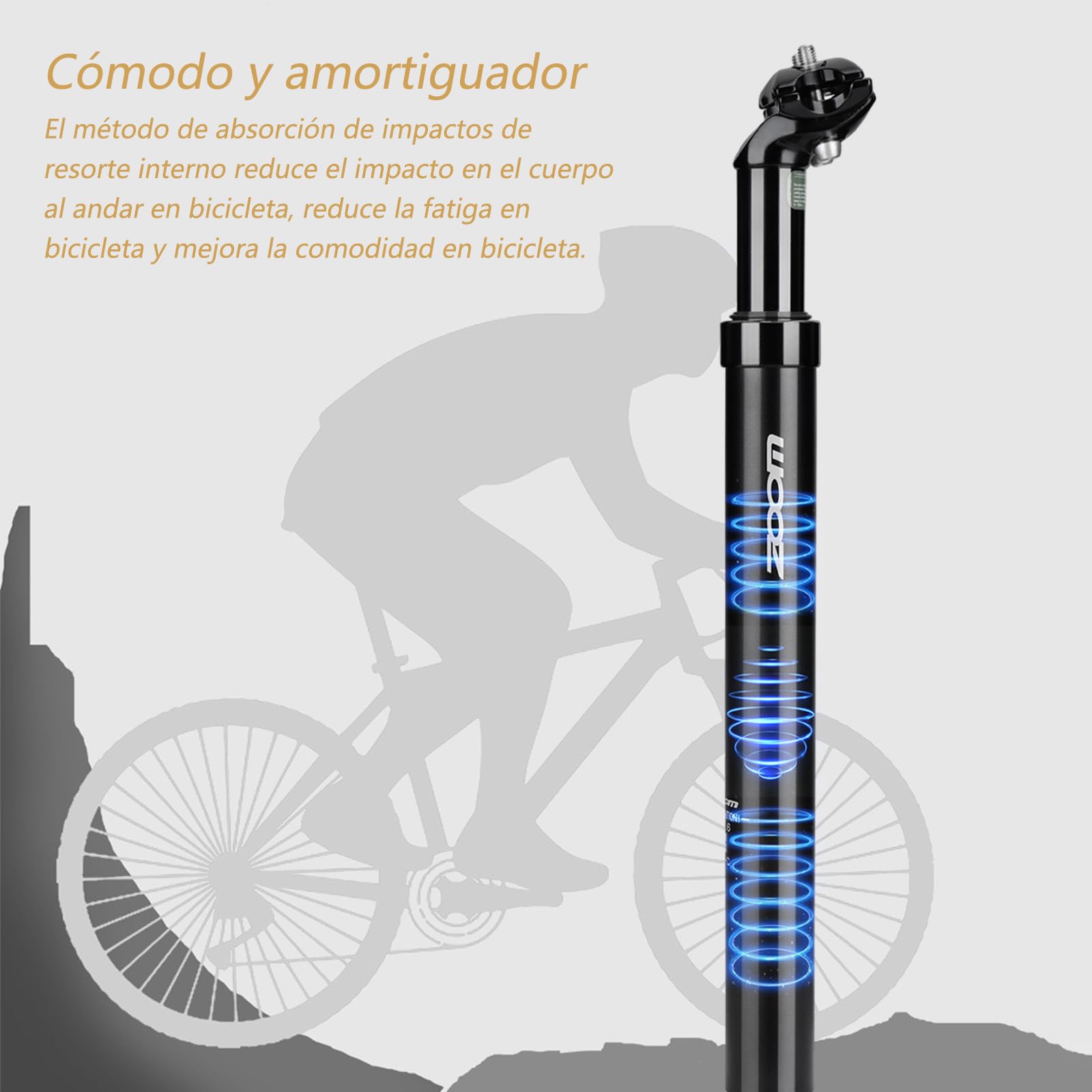 Bicicleta Tija de sillín Amortiguador, Tija de sillín Amortiguador de Muelle, Diámetro 27.2mm,30.9mm,31.6mm,para E-Bike,MTB,City Bike Tija de sillín Amortiguador de Muelle