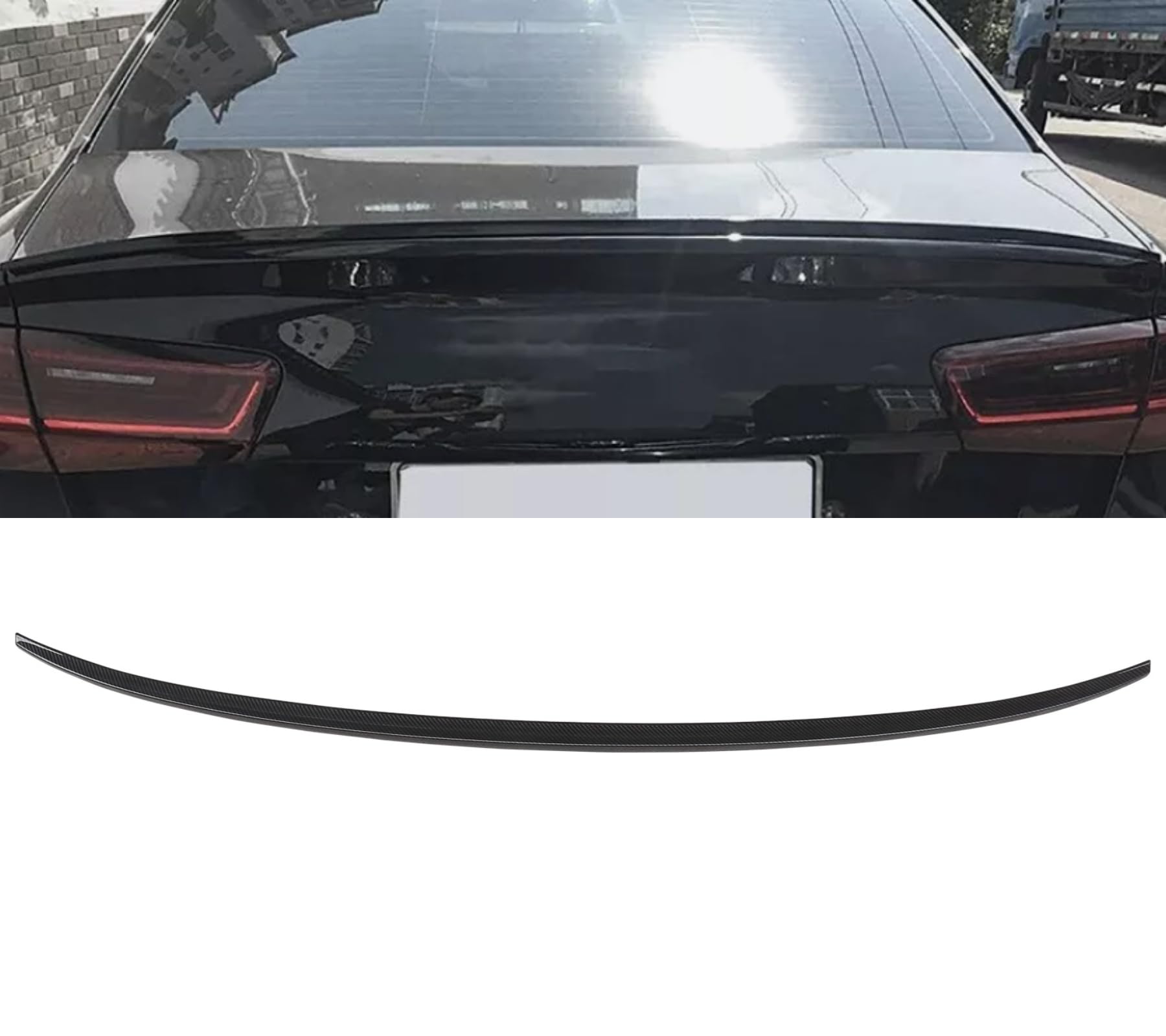 Rear Trunk Spoiler Wing Fits for 2012 2013 2014 2015 2016 2017 2018 Audi A6 C7 Sedan ABS Tailgate Splitter Lip Carbon Fiber Look Body Kits Trim