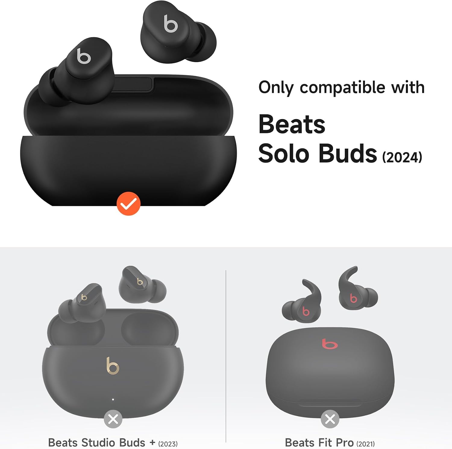 SURITCH Cases for Beats Solo Buds 2024 Case Cover, Magnetic Protective Covers for Beats Solo Buds Wireless Earbuds, Rugged Bumper Case with Magnetic Lok & Carabiner & Keyring & Cleaning Kit, Black