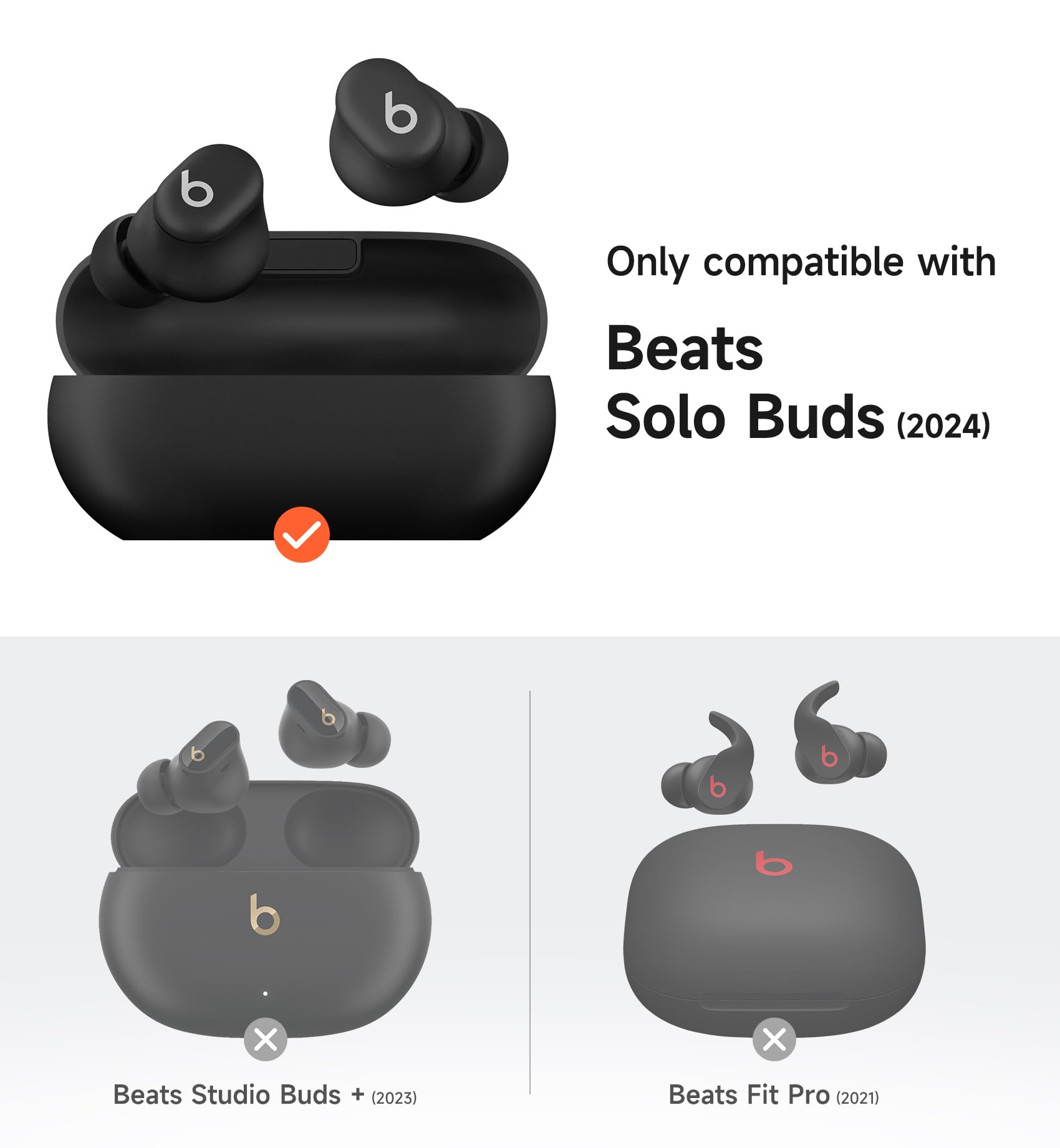 SURITCH Magnetyczne etui kompatybilne z Beats Solo Buds, wytrzymała, odporna na wstrząsy ochronna osłona na słuchawki z zestawem do czyszczenia i karabińczykiem (granatowe)