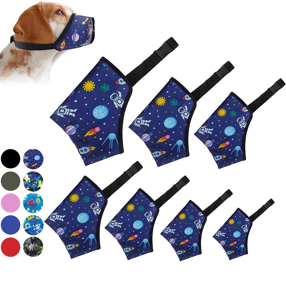 Coppthinktu Dog Muzzle Suit, 7PCS Dog Muzzles for Biting Barking Chewing, Adjustable Dog Mouth Cover for Small Medium Large Dogs, Soft Comfortable Dog Muzzle for Long Snout