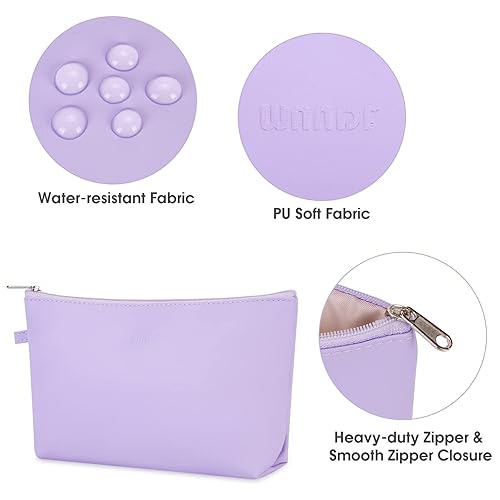 Miniatura 3 de WANDF Bolsa de cosméticos para mujer, bolsa de maquillaje, mini bolsa de maquillaje para bolso, resistente al agua, regalo para niñas (M-morado)