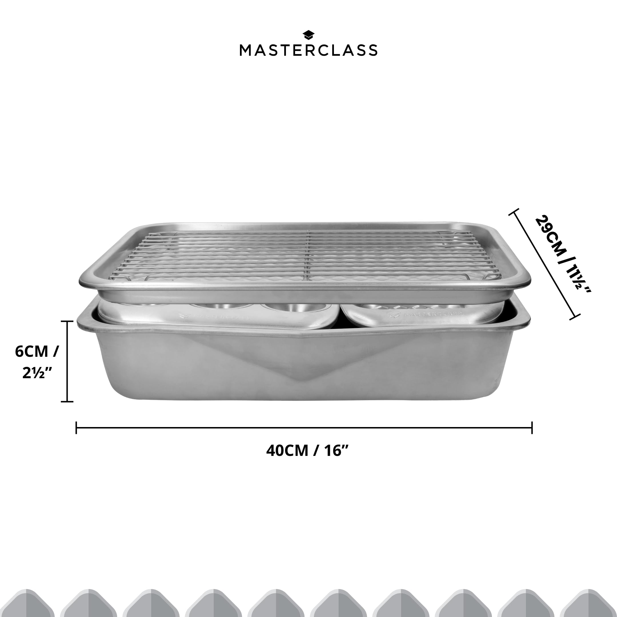 MasterClass 5-teiliges Backset aus recyceltem Aluminium, stapelbares Backformenset mit Bräter, Muffinform, 2-Pfund-Kastenform, Backblech und Drahtgitterrost