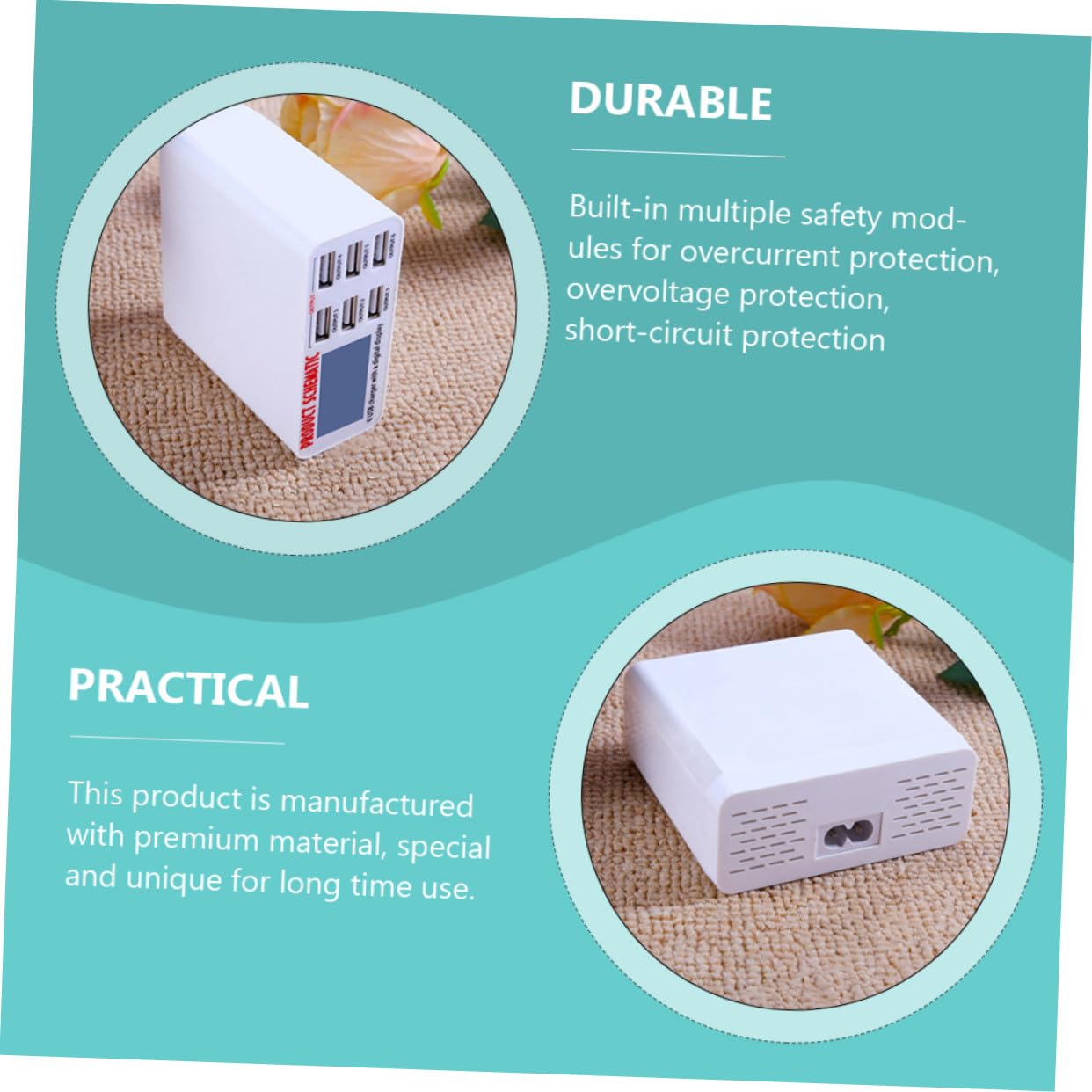 Cargador USB Multipuertos de 6 Puertos 40w Pantalla LCD