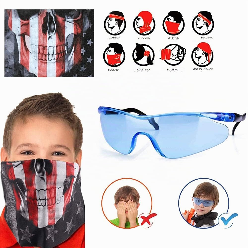 WORKER Kit de chaleco táctico para niños Nerf Guns N-Strike Elite Serie con 40 bolas de relleno, 2 clips de recarga, bolsa de dardos, máscaras tácticas, pulsera de mano y gafas de protección para niño