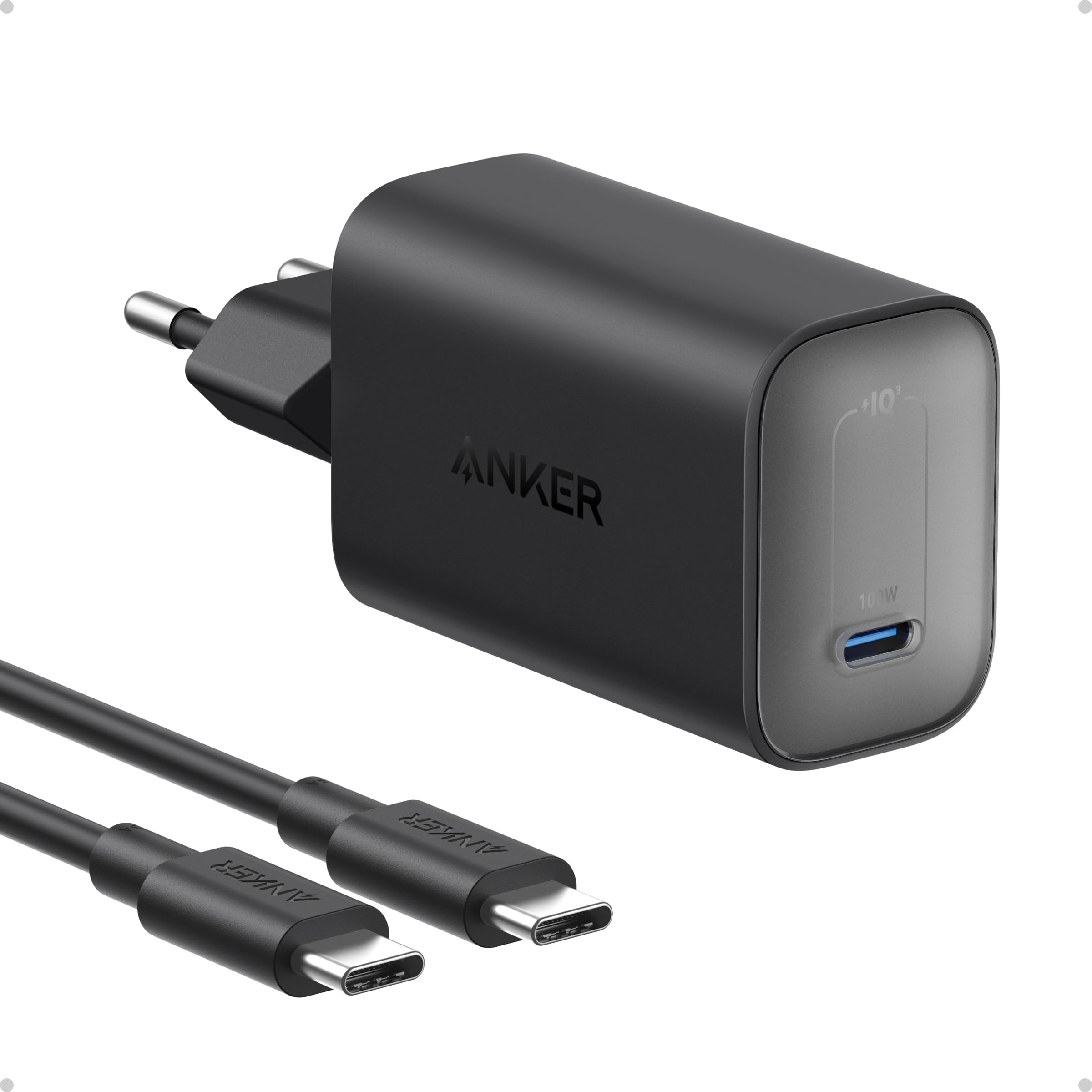 Anker Nano Caricatore USB C 100W, per iPhone 17 Pro Max Air/16/15, Galaxy e tutti i Dispositivi USB-C(cavo USB-C da 1.8 m incluso)