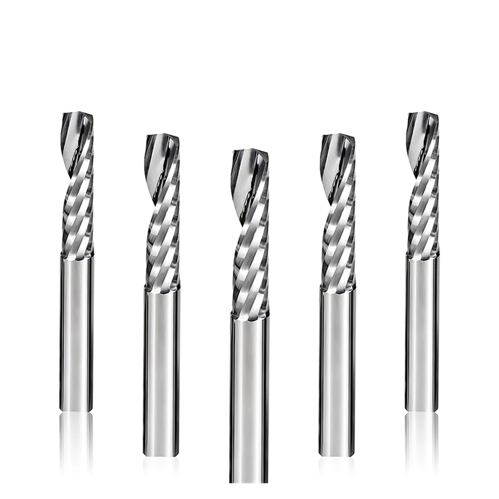 50 piezas de broca de enrutador de carburo de corte ascendente de flauta única for fresa de MDF for trabajo en madera(3.175x12mm)