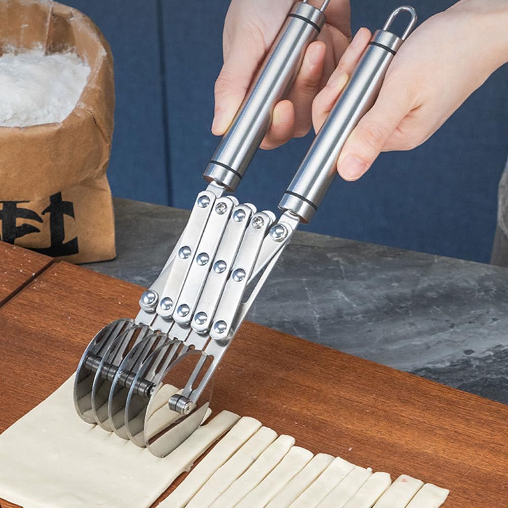5 Wheel Pastry Cutter, Expandable Dough Divider Stainless Steel Multi-Round Pizza Slicer for Breads Cakes Cheeses