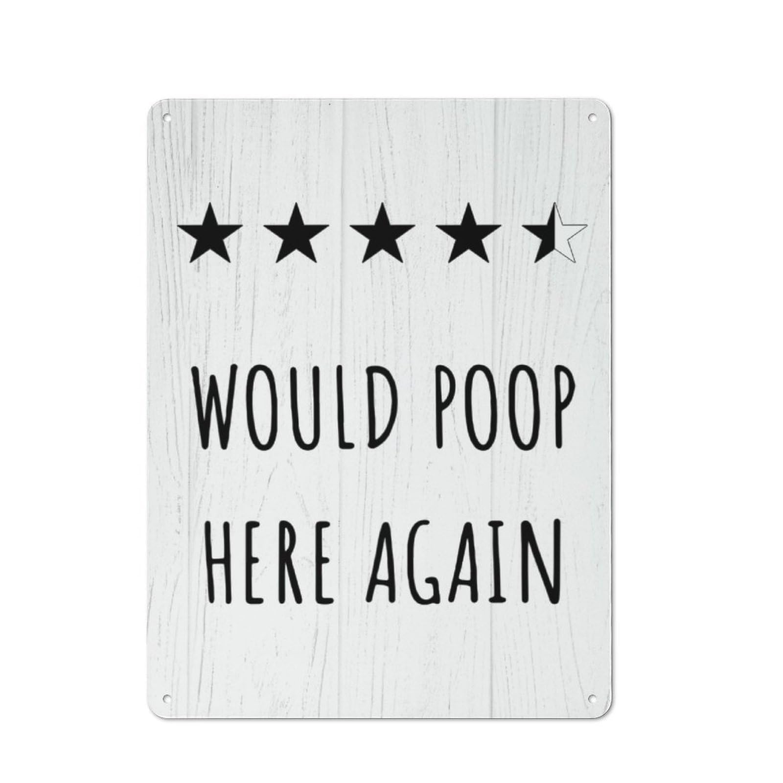 Junmoney Would Poop Here Again Retro Decorative Tin Plaque 40X30cm Featuring Novelty Wall Art For Bedroom, Kitchen, Office Or Living Room