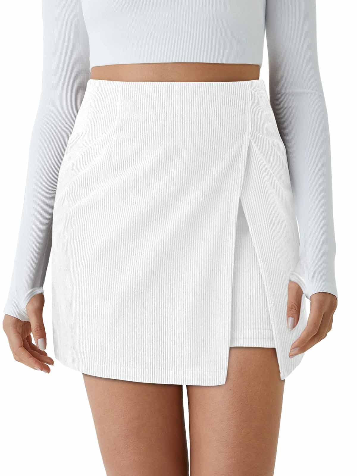 Cicy Bell Womens Corduroy Mini Skirt Casual High Waisted Side Slit A-line Bodycon Work Fall Short Skirts