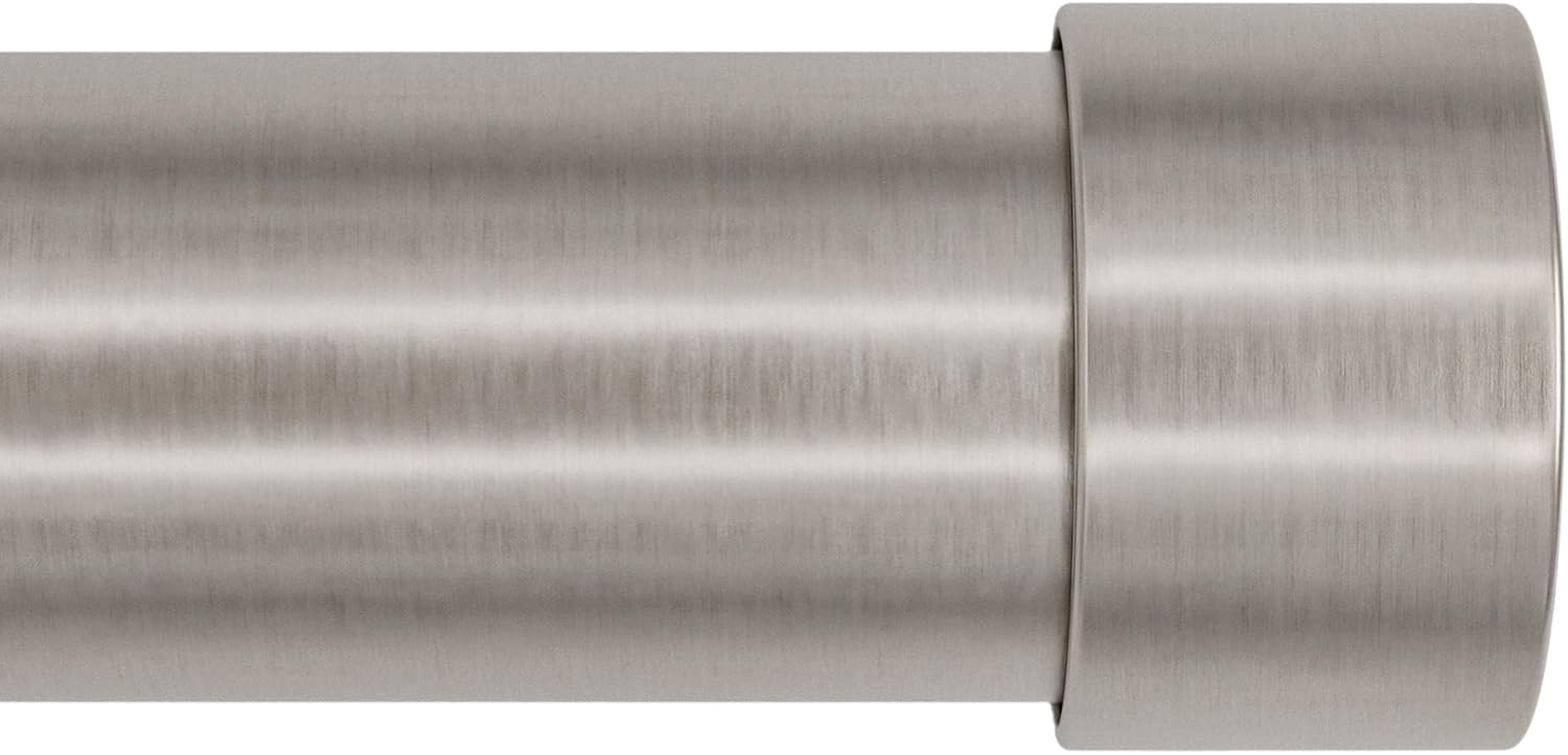 Lumino End Cap Single Curtain Rod Set, 1 Diameter (With Multiple Color Options), Curtain Rod, Drapery Rod, Decorative Rod, Decor, Plated Brushed Nickel, 42-120 Width