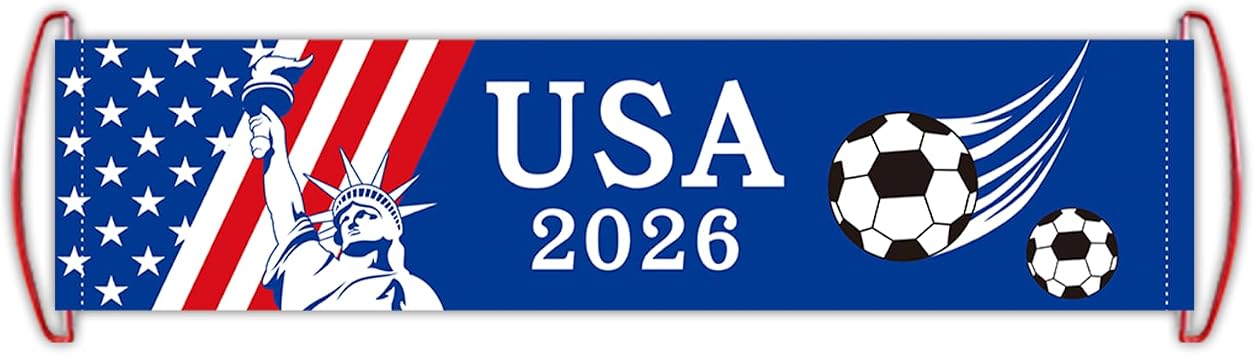 USA World Soccer Cup 2026 Cheer Banner Patriotic Soccer America Fan Cheer Sign Reusable Handheld Waving Flag for Stadium Game Day & Team U.S. Support team usa