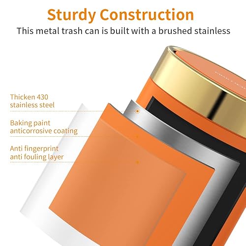 Miniatura 4 de Mini bote de basura con tapa, cubo de basura pequeño de escritorio para reciclaje, bonito bote de basura de metal para uso en encimera de mesa,