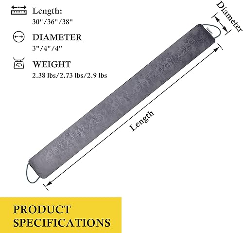 Miniatura 3 de fowong Tapón aislante para puerta de 36 pulgadas, sellado aislante para debajo de la puerta, resistente ahorro de energía (gris)