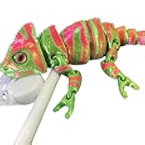 PTGHT 3D Printed Dragon Chameleon Multi-Joint Mobile Home Decoration Simulation Pet Lizard Model Toy (23 CM,Red Green)