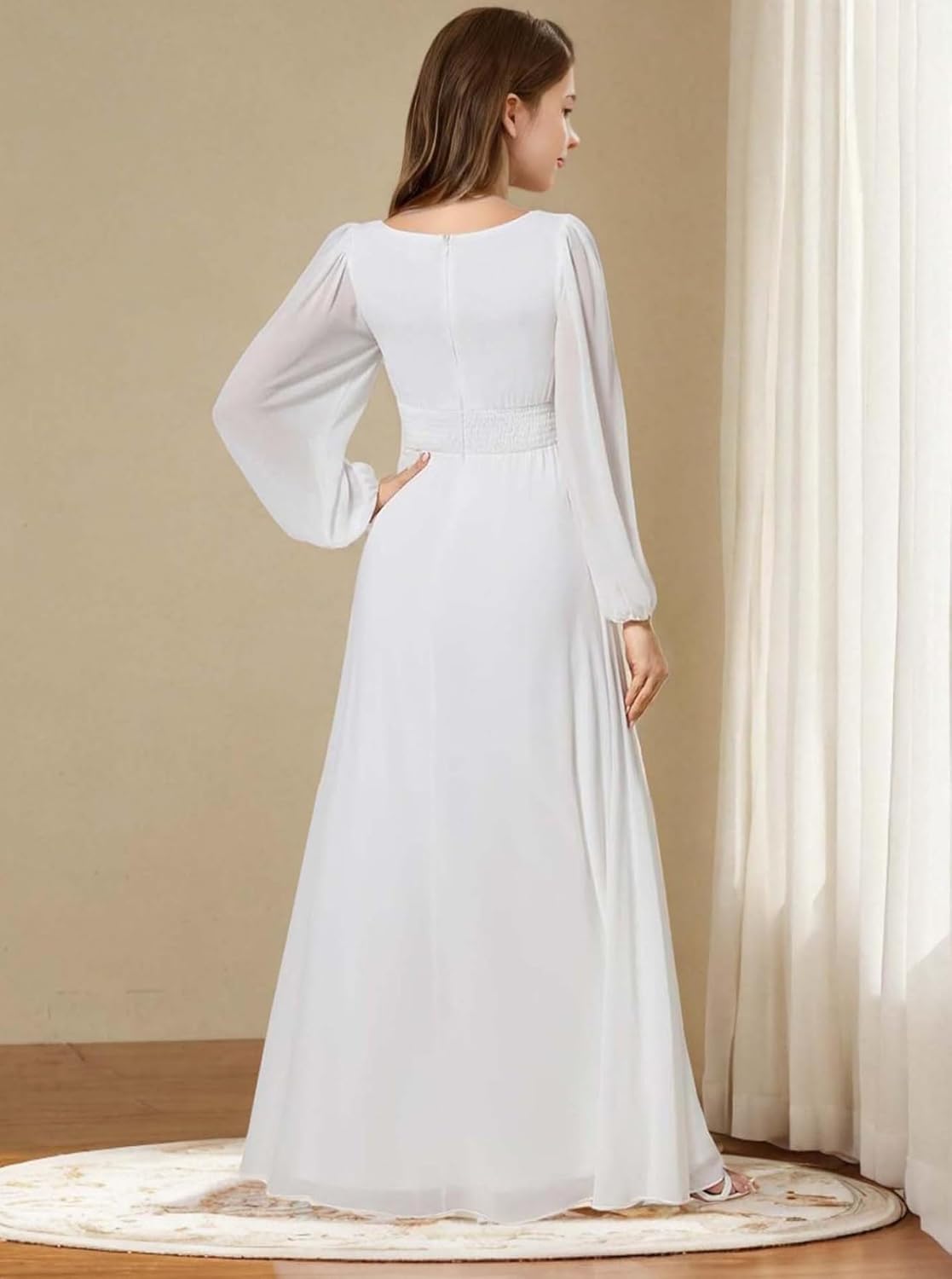 Junior Bridesmaid Dresses Long Sleeve Girls Formal Dress Flower Girl Dress First Communion Dress Dusty Blue, 16 - Image 4