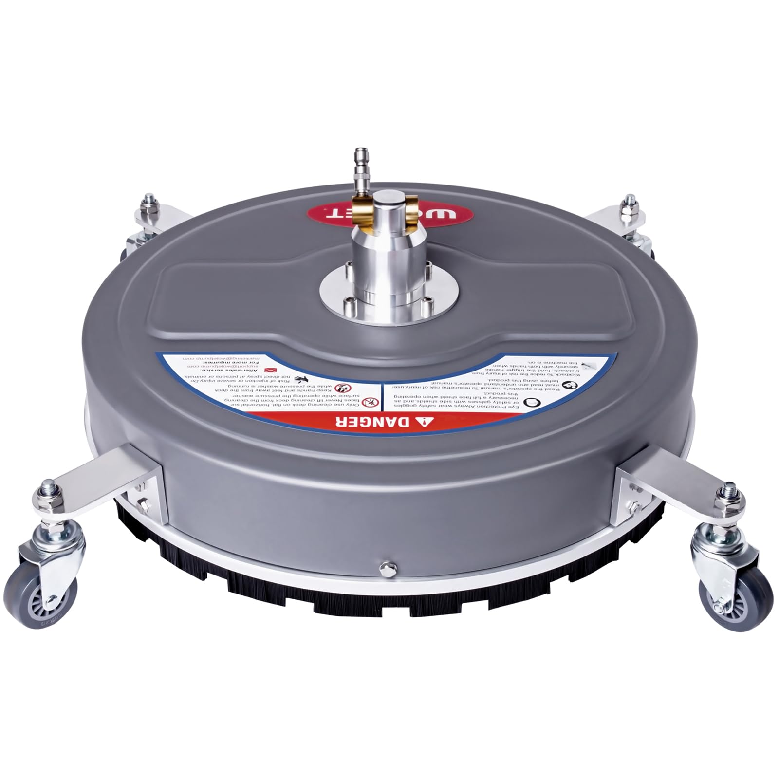 WOJET 18" Pressure Washer Surface Cleaner 4500 PSI, 4 Wheels Power Washer Attachment for Driveway Sidewalk Deck Patio Concrete Cleaning, 2 High Pressure Rotating Nozzles, 1/4" Quick Connect, PA7607