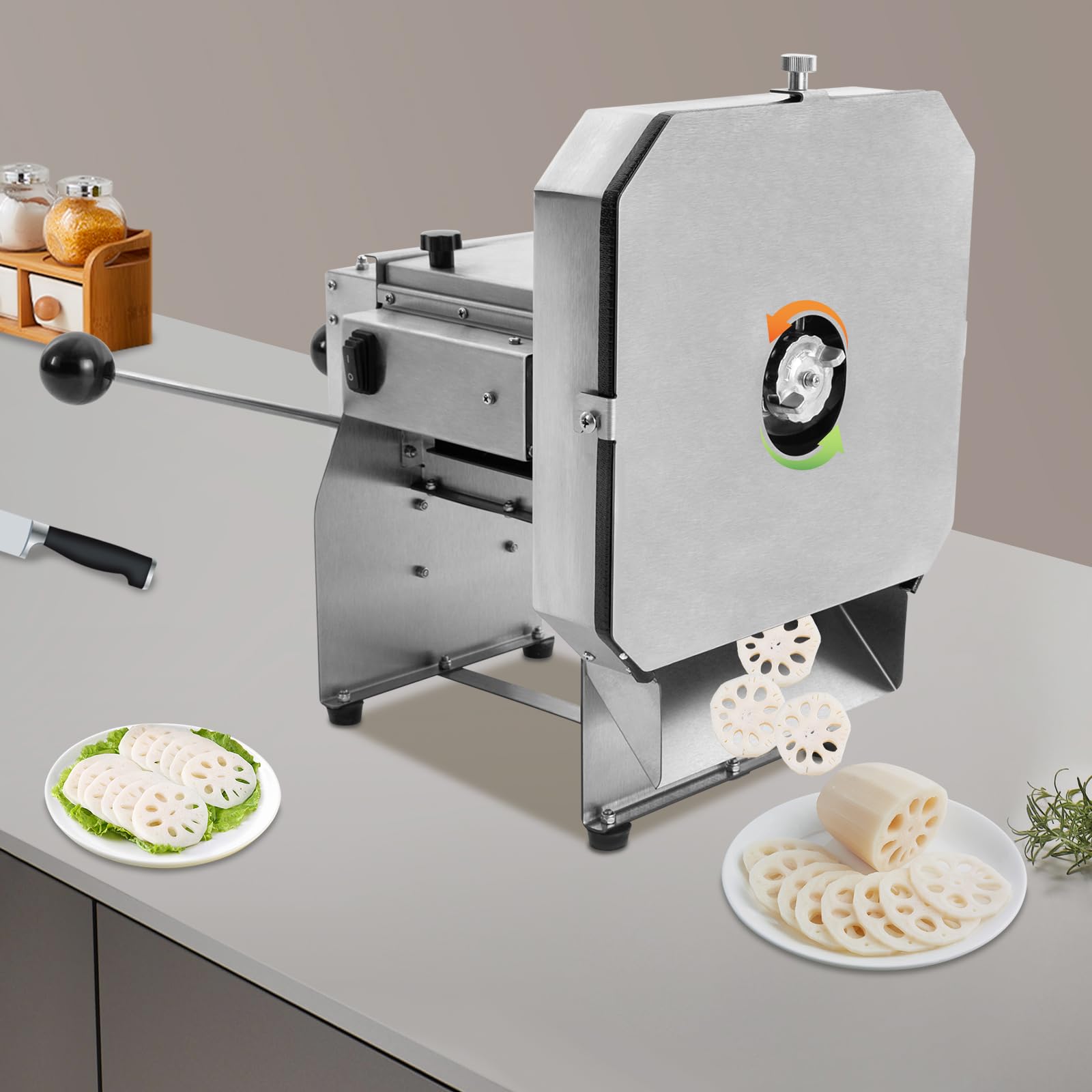 Electric Food Slicer, 0-0.4’’ Adjustable Thickness Slicer Machine with Removable 10In Stainless Steel Blade and Food Carriage Deli Slicer, Vegetable/Fruit/Jerky/Meat Slicer Non-Slip Feet Silver