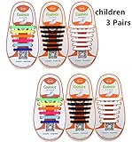 3 Pairs COOLNICE The Elastic Tie-free and Wash-free Silicone Shoelaces for Children (Colorful Black and White)