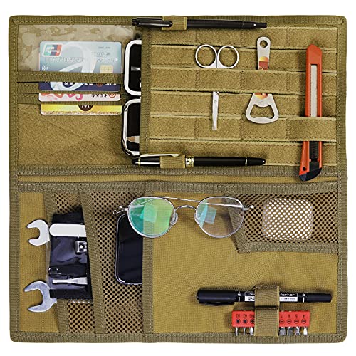 KOKEEONE Vehicle Visor Storage Visor Panel Organizer Compatible Tactical Car Trucks SUV Sun Visor Pouch Cover (Khaki)