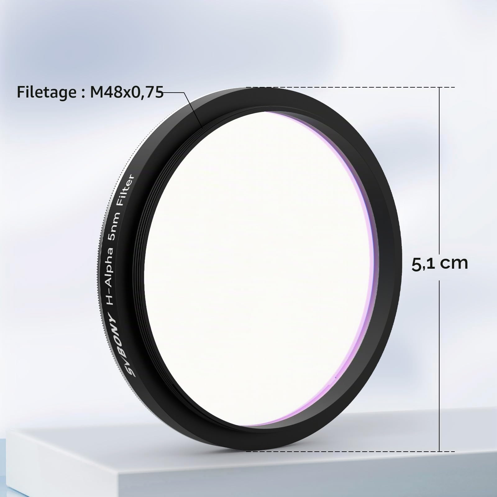 Svbony SV227 2" Filtre de Télescope, Filtre CCD à Bande étroite H-Alpha 5nm, Filtre de Pollution Lumineuse Réduisant la Lueur du Ciel, Améliorant Le Détails pour l'astrophotographie du Ciel Profond