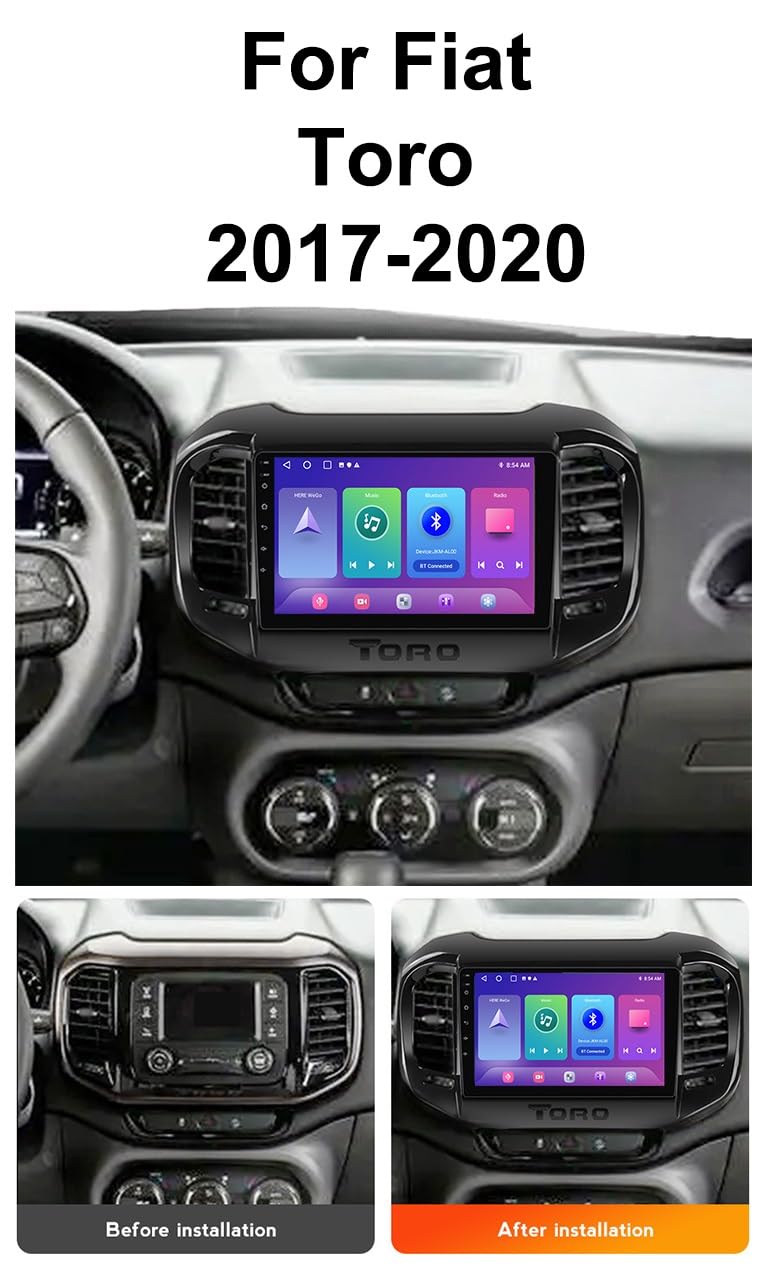 Radio Samochodowe Android Ekranem Dotykowym dla Fiat Toro 2017-2020 9-Inch Radio Samochodowe CarPlay/Android Auto/GPS/Bluetooth/WiFi/Radio FM/ADAS DVR/Kamera cofania/SWC(X2)