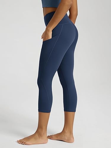 Miniatura 741 de ODODOS - Leggings tipo capri de mujer, no se traslucen y modelan el abdomen, con cintura alta y bolsillos; para hacer yoga, atletismo, ejercicio