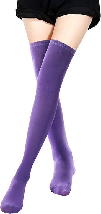 Ramede Women Thigh High Socks Over the Knee High Sock Extra Long Striped Leg Warmers Mardi Gras Easter Costume
