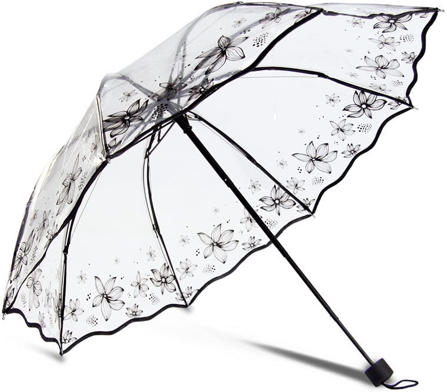 Parapluies, Parapluie Pliant Compact de Voyage, Mini Parapluie, Transparent, Automatique | Clear