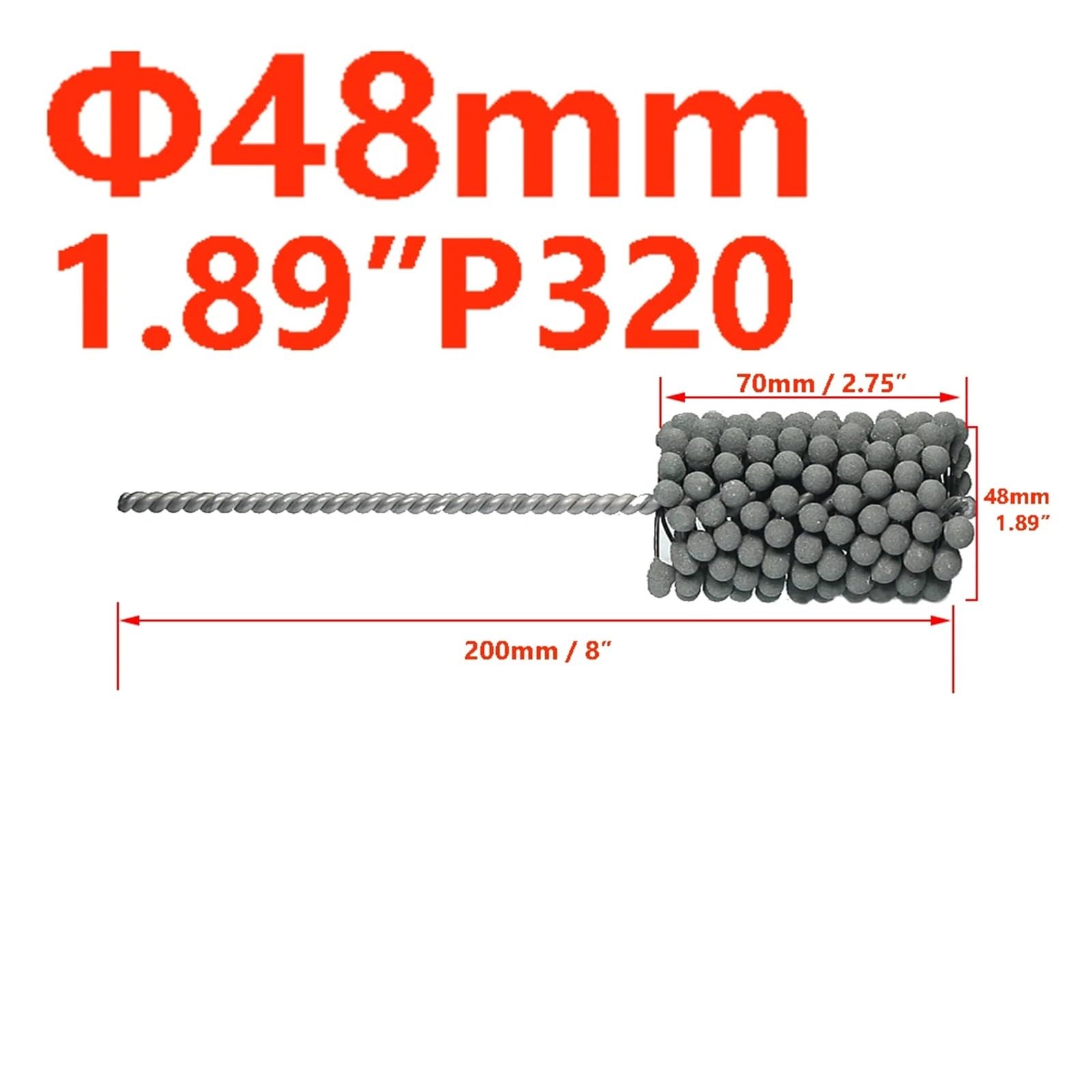 Schleifkugel-Entgratungsbürste, 1 Stück, 6–88 mm Rohrpolier-Kugelkopf-Schleifscheibe(48mm x P320)