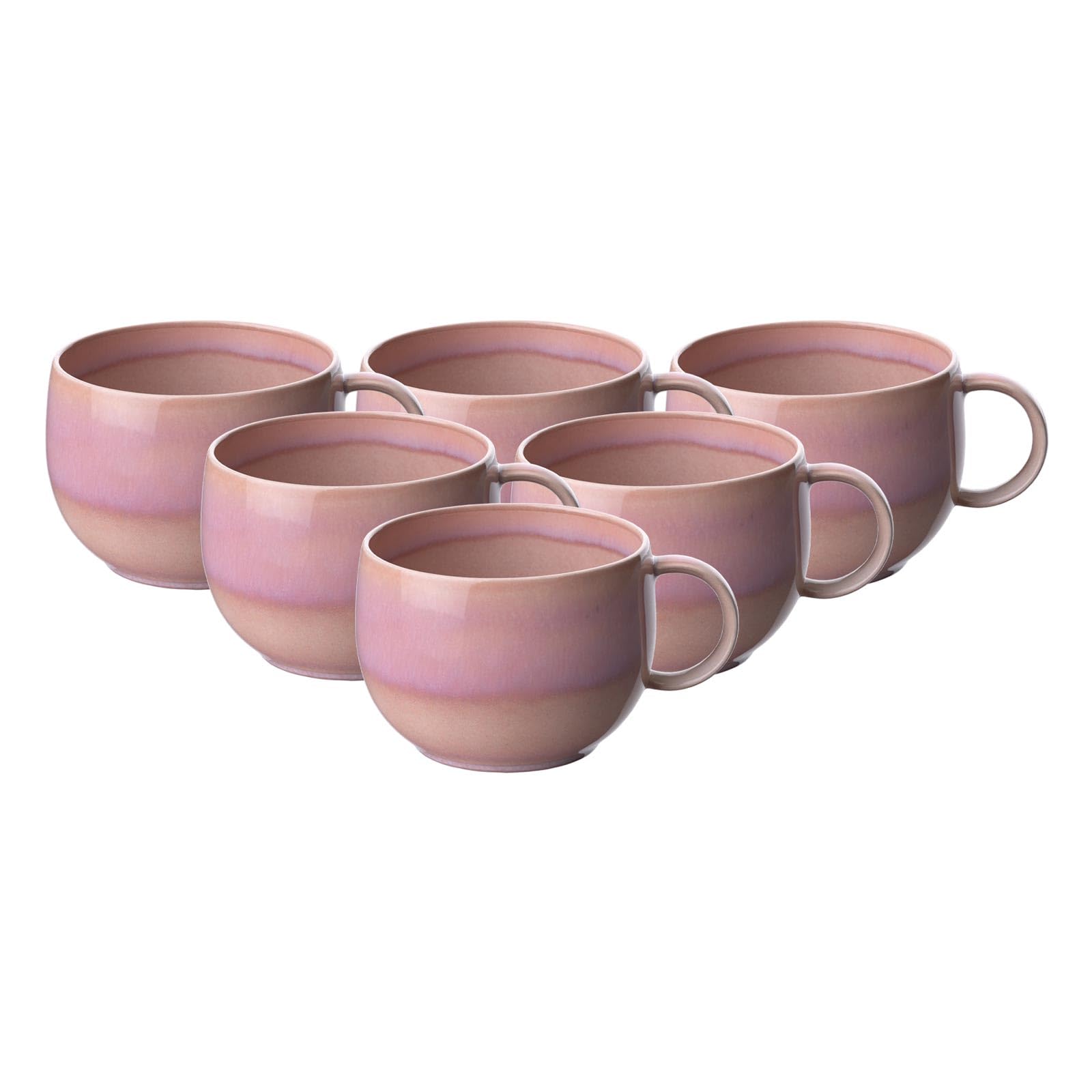 Villeroy & Boch like. by Perlemor Coral filiżanki do kawy, zestaw 6 sztuk, 190 ml, filiżanki do kawy o wyglądzie Pottery, z glazurą efektową, 12 x 9 x 6,5 cm, porcelana premium