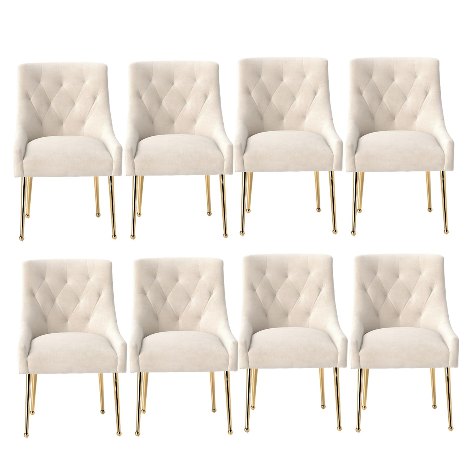 SEYNAR Dining Chairs Velvet Set of 8, Gold Leg Side Chair Vanity Chair Mid Century Dining Room Chair Modern Accent Chairs for Living Room, Dining Room