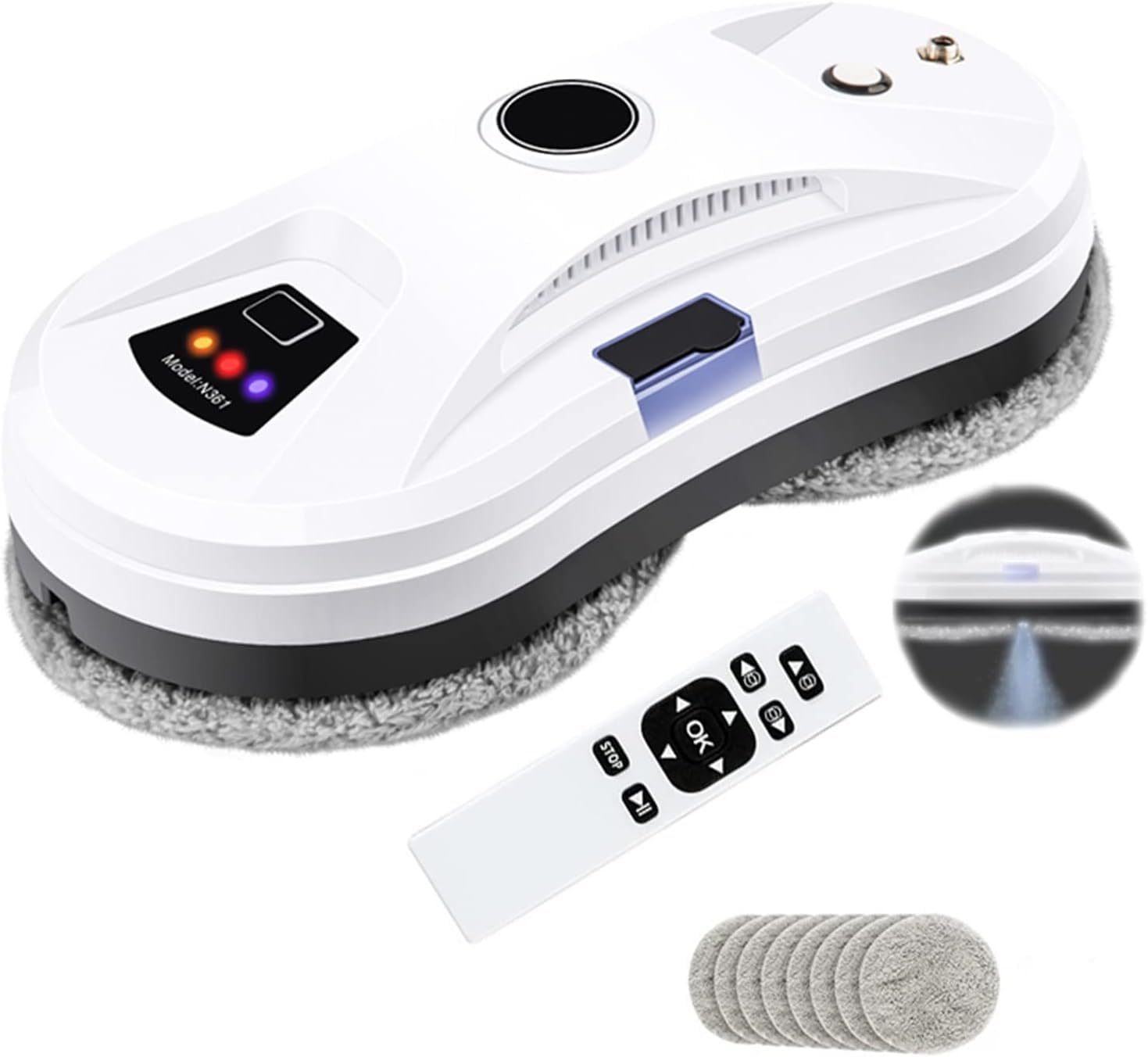 Robot limpiador de ventanas, aspiradora inteligente con spray de agua automático, robot de limpieza de vidrio con control remoto