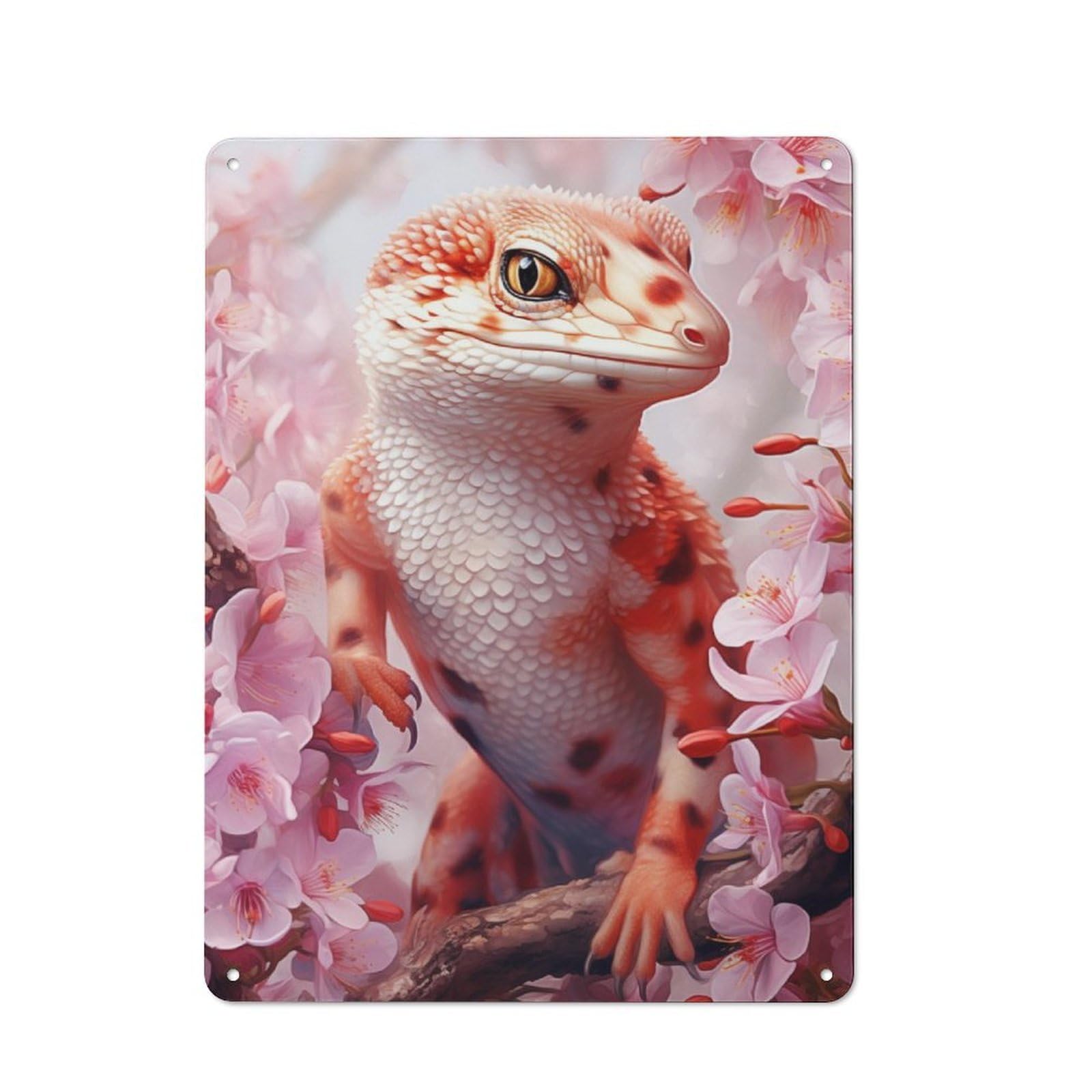 Junmoney Leopard Gecko Watercolor 40X30cm Vintage Metal Plaque With For Garage Or Workshop, A Christmas Gift For People Styling Garage And Workshop
