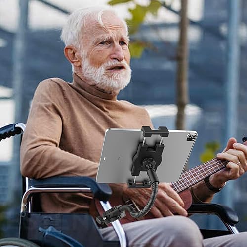 Miniatura 4 de Soporte para silla de ruedas, barco, bicicleta, soporte para tableta, cuello de cisne brazo de aluminio flexible Manillar para tableta, barra de