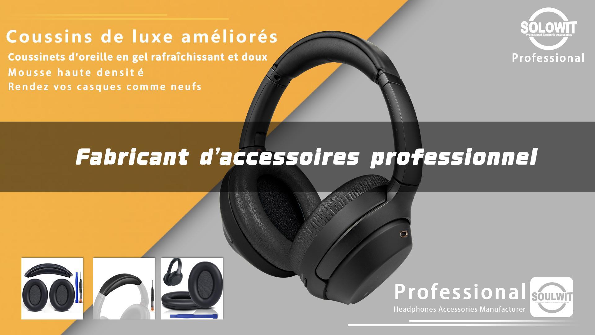 SOULWIT Oorkussens Hoofdband, Vervangende Kit voor Sony WH-1000XM2 (WH1000XM2) & MDR-1000X (MDR1000X) Hoofdtelefoons, Vervangende Headband en Earpads Cushions Reparatieonderdeel