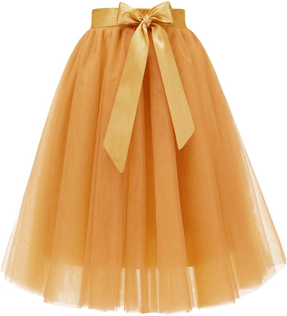 Bridesmay Women's Tulle Skirt Knee Length 6-Layered Wedding Party Homecoming Prom Dress