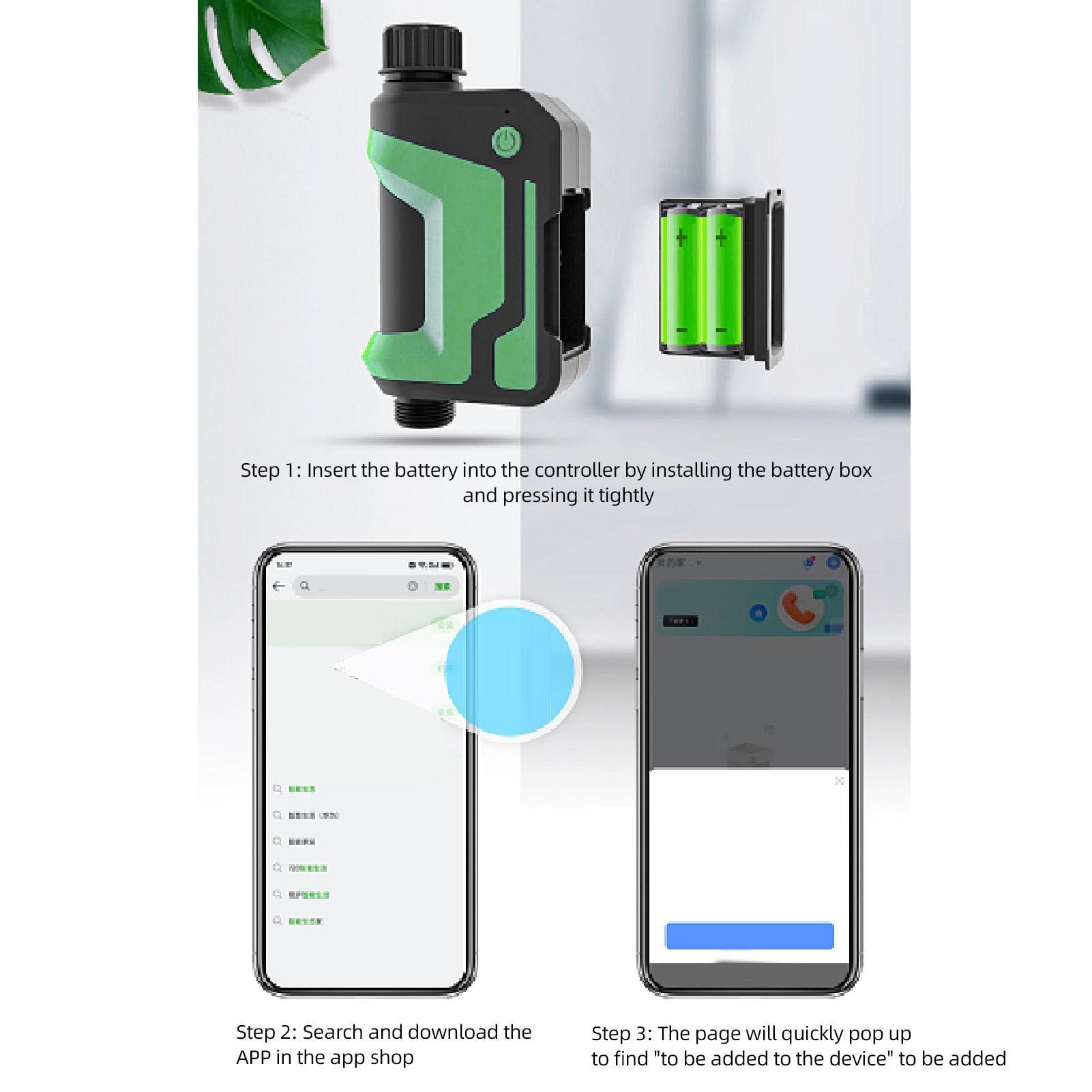 Temporizador de aspersor inteligente inalámbrico temporizador de agua automático con pronóstico del tiempo para de riego de césped de jardín Material ABS 167x93x43mm