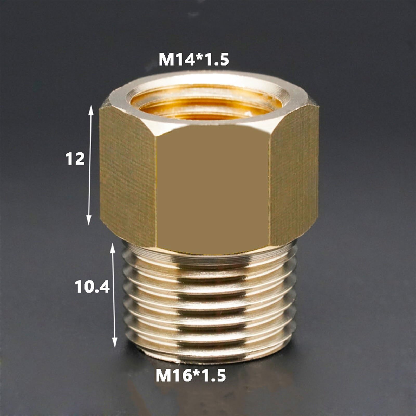 Qinlu-Brass Connector Hose Fitting M14 M16 Female To Male Thread Brass Pipe Fitting Coupler Connector Adapter, corrosion resistance(M14 F to M16 M)