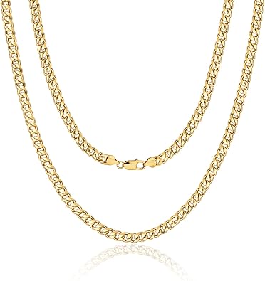 14K Gold Cuban Link Chain for Men Women, 3.5mm Choker Necklace for Gift Anniversary, Italian Craftsmanship Stackable 20 Inch