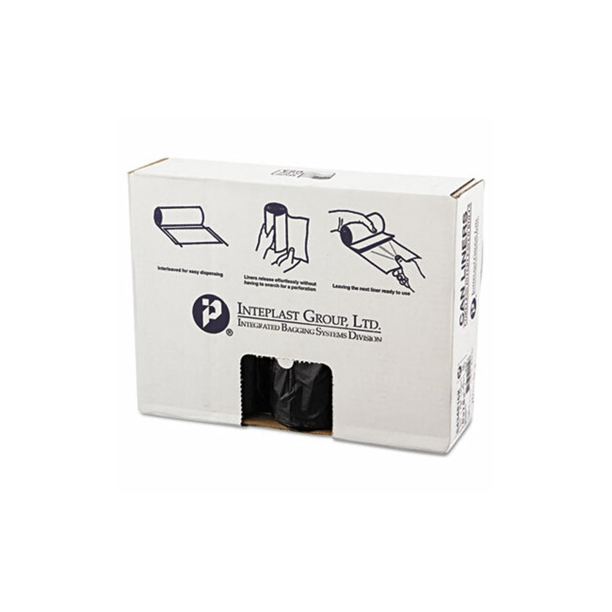 High-Density Can Liner by Inteplast – 200 Count (Pack of 1), 56.0 gallons, Plastic, Silver/Black