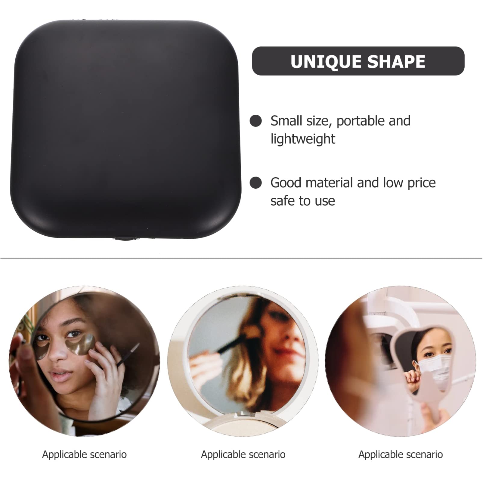 Healeved 3 Stück Led-kosmetikspiegel Handspiegel Klappspiegel Kleiner Schminkspiegel Kleiner Reisespiegel Kompaktspiegel Aus Kunststoff Kompakter Taschenspiegel Black