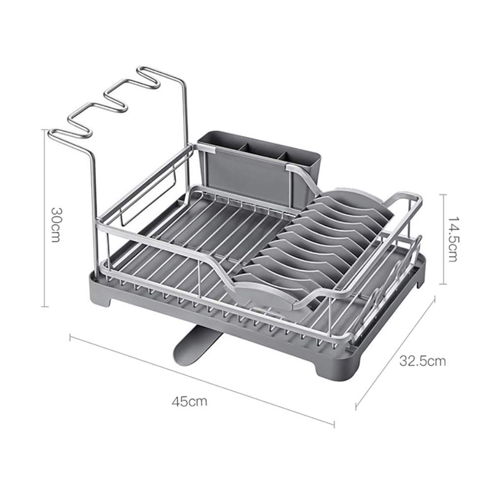 Pequeño Escurreplatos,antioxidante De Aluminio Escurreplatos con Bandeja De Goteo,Robusto Estante Drainer para El Organizador De Suministros De Cocina A