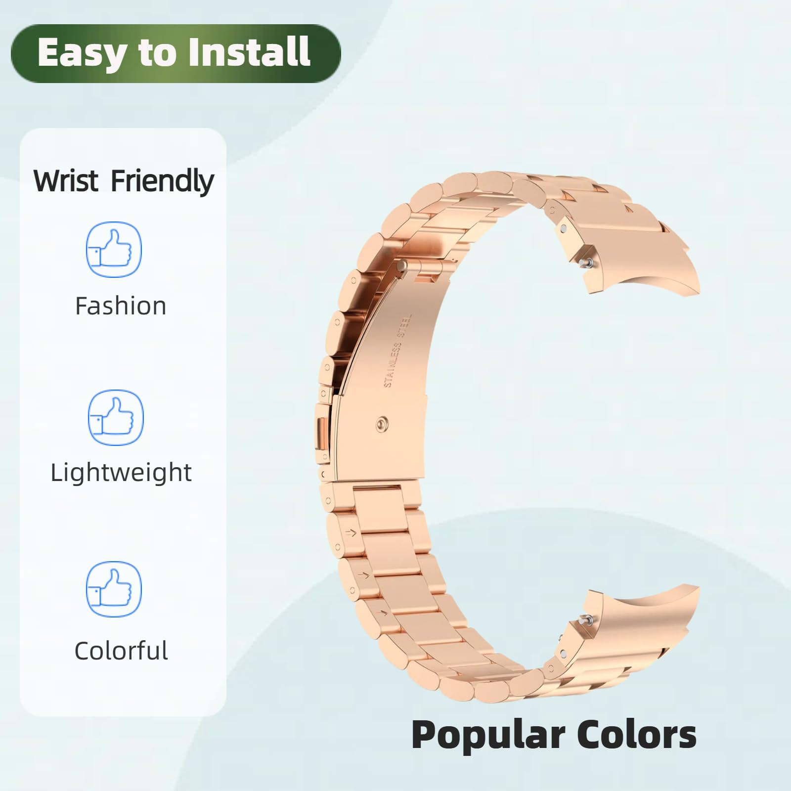 Compatible avec Samsung Galaxy Watch 7 40 mm/44 mm en acier inoxydable avec coque en TPU et coque de protection anti-chocs, design respirant et réglable pour homme et femme