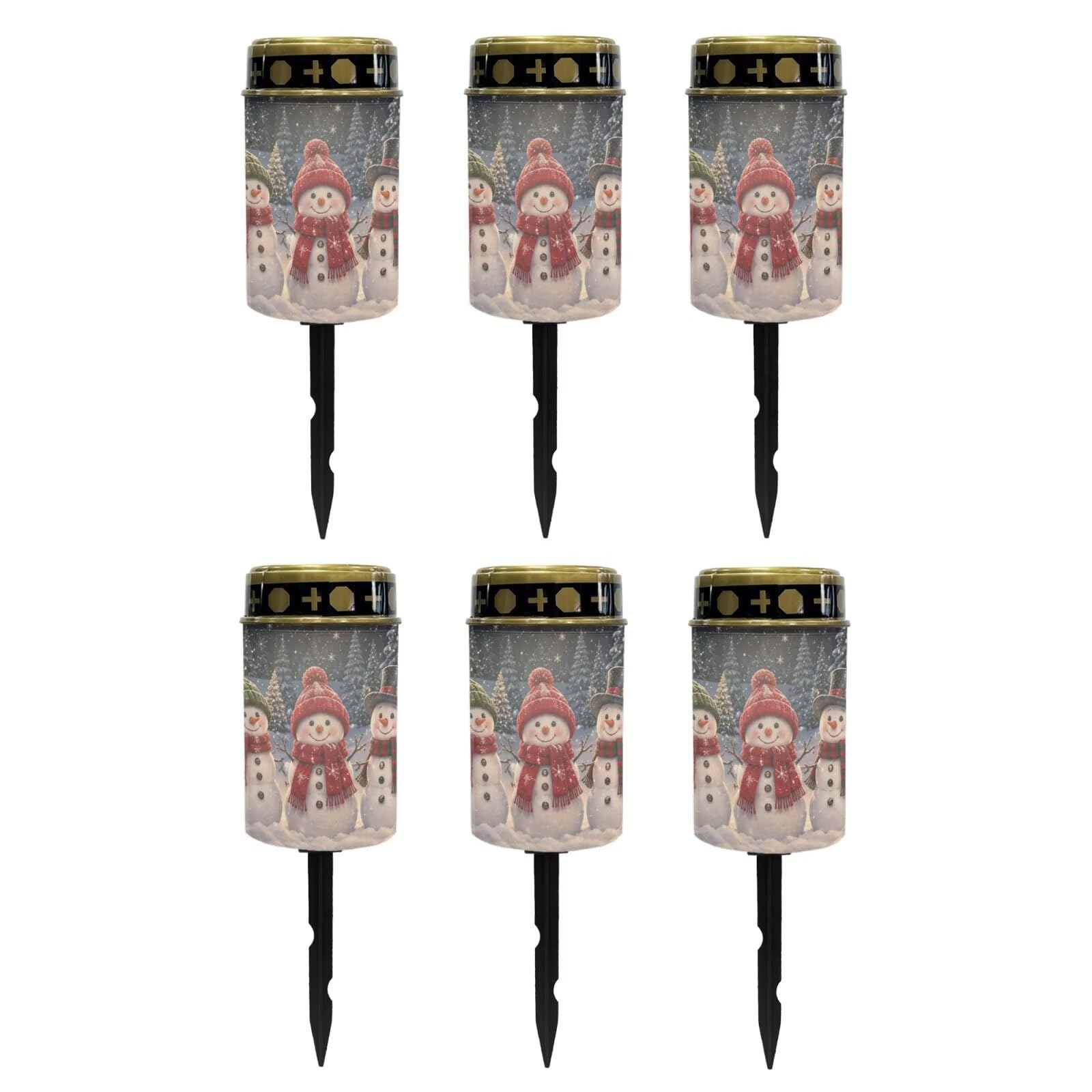 Poceacles Solar Pathway Lights Outdoor Grave Solar Lights Outside Waterproof Cemetery Flameless Candles Outdoor Grave Candle Christmas Decor, Snowman Tree, Pack of 6