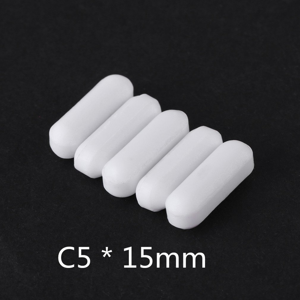 PTFE Stir Bar,5pcs Type-C White Color PTFE Stir Bar Laboratory Stirrer Flea Lab for Magnetic Mixer (C5 15mm): Industrial & Scientific